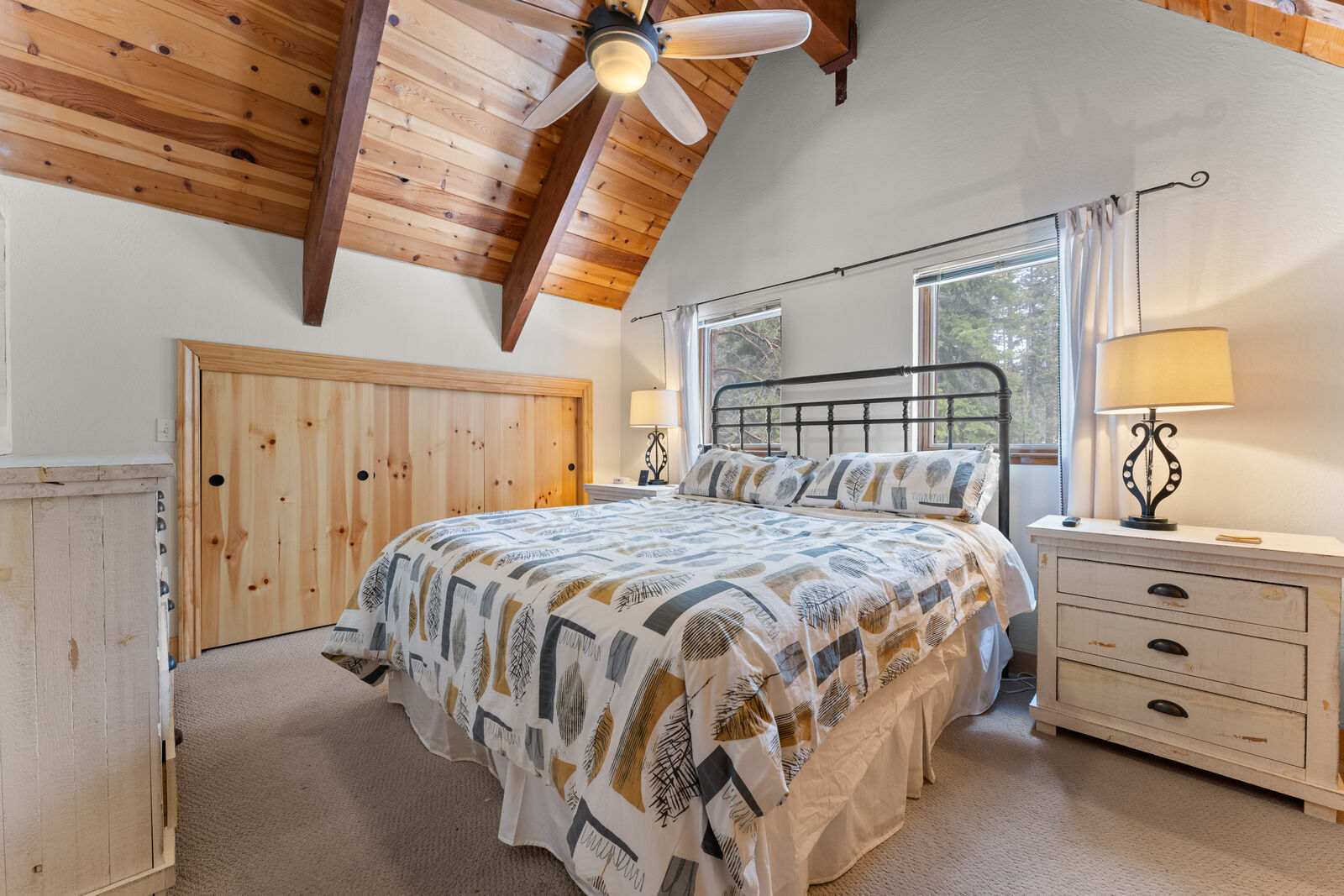 Bedroom with iron bed frame