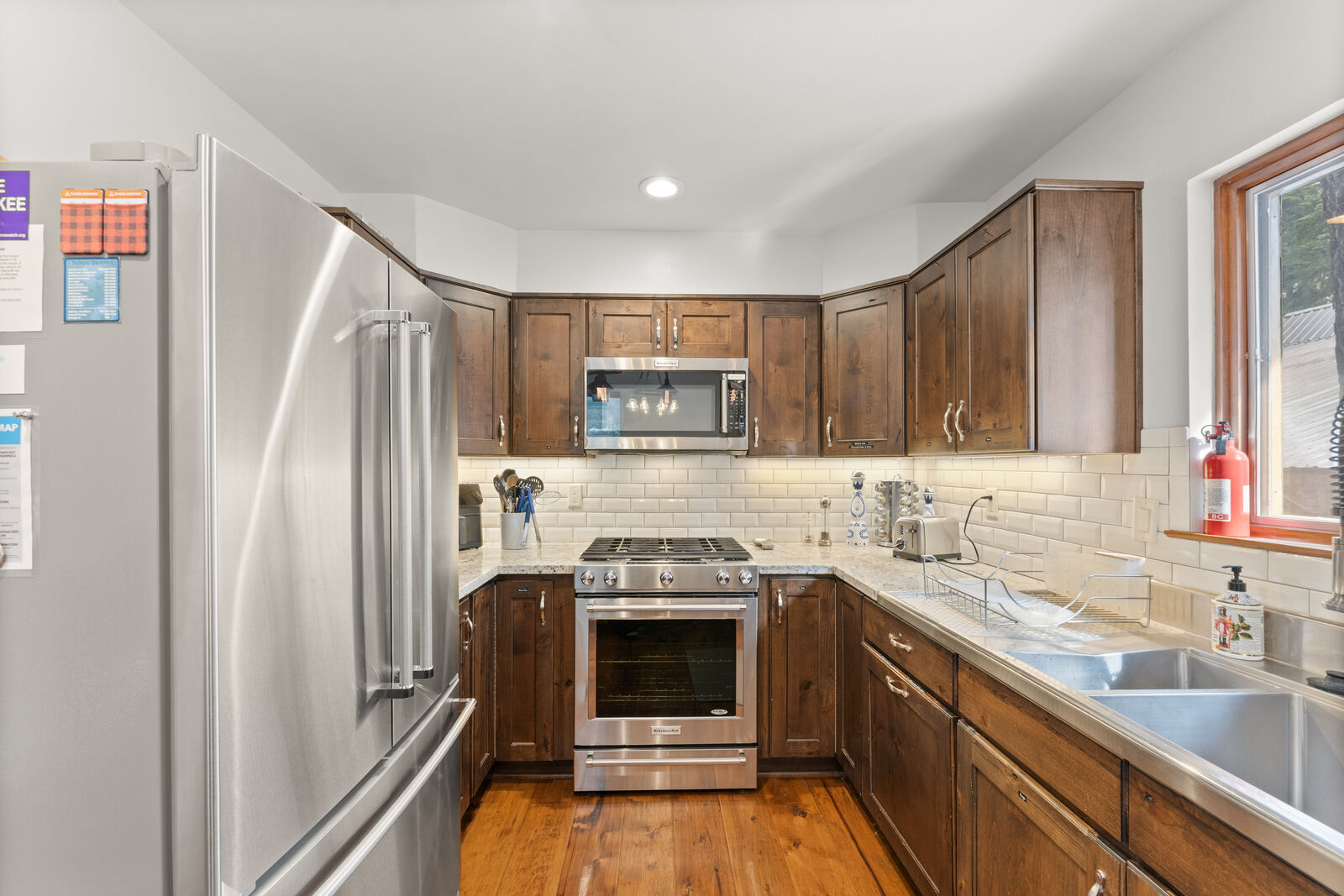 Kitchen with double sink and views