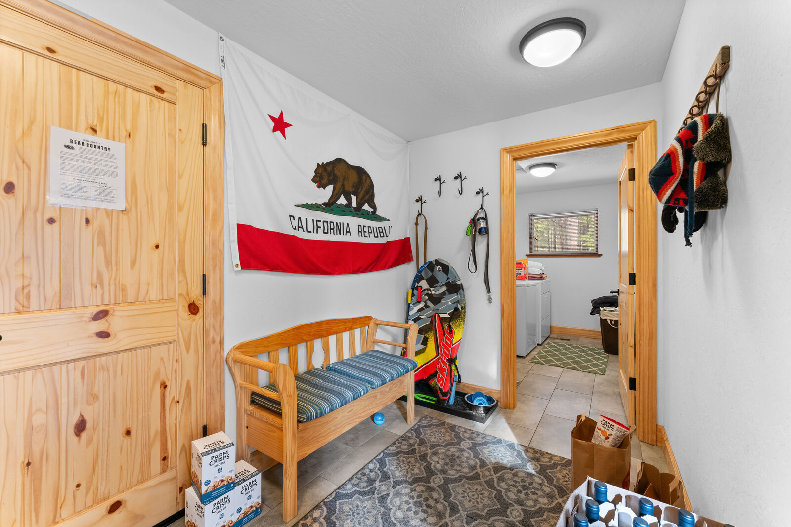 Kids' bunk room with California flag