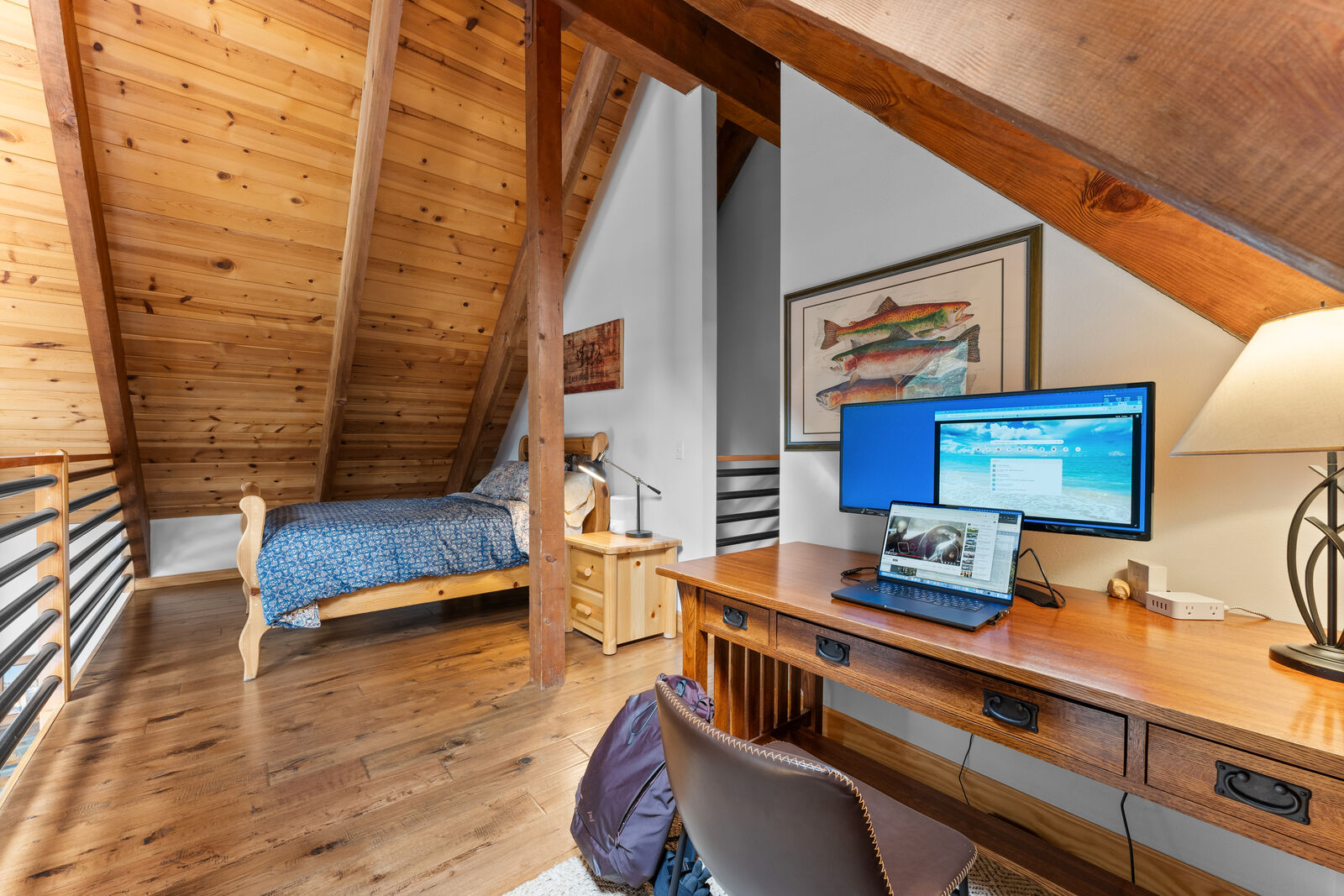 Loft workspace with lake photos