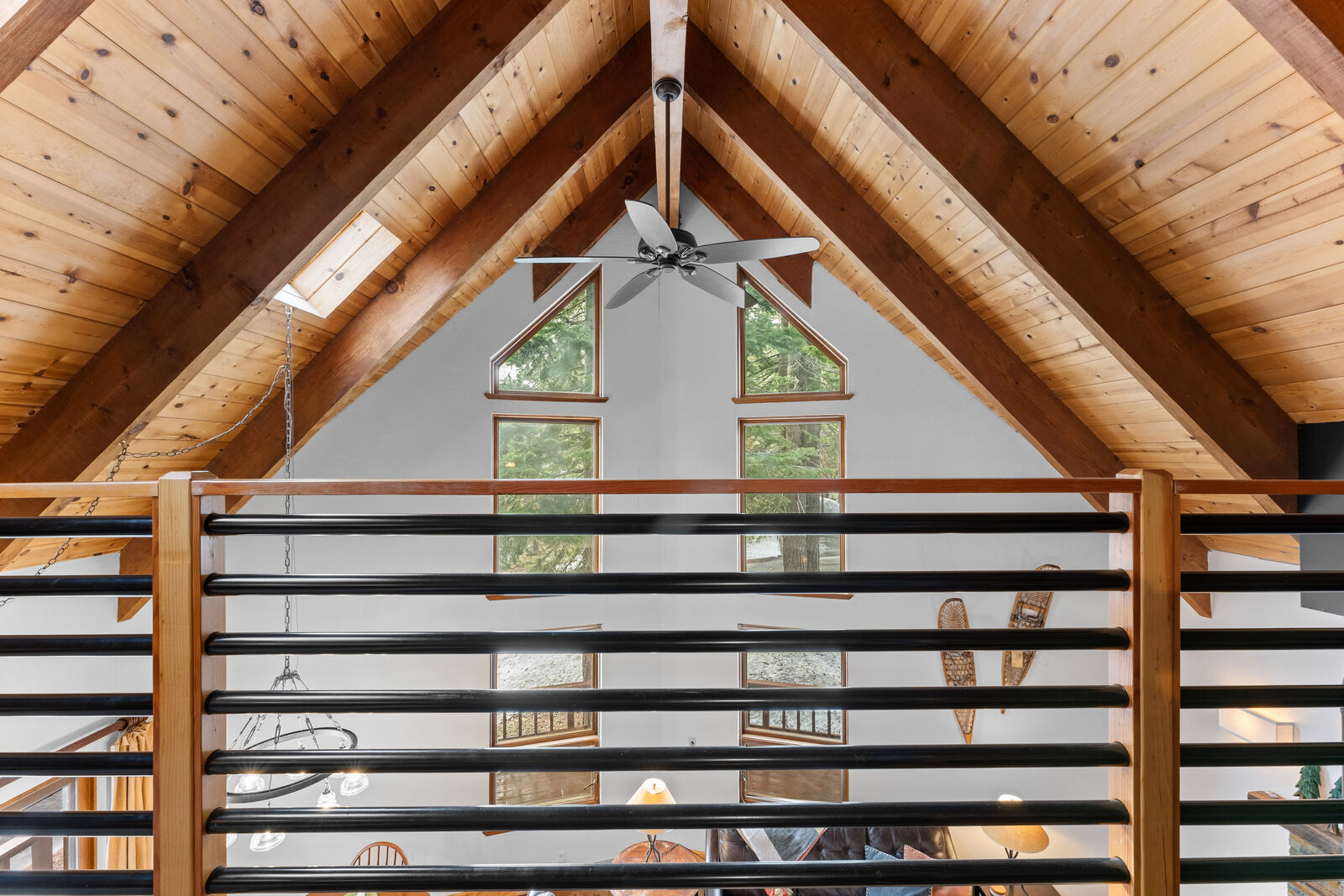 Open loft with vaulted beams