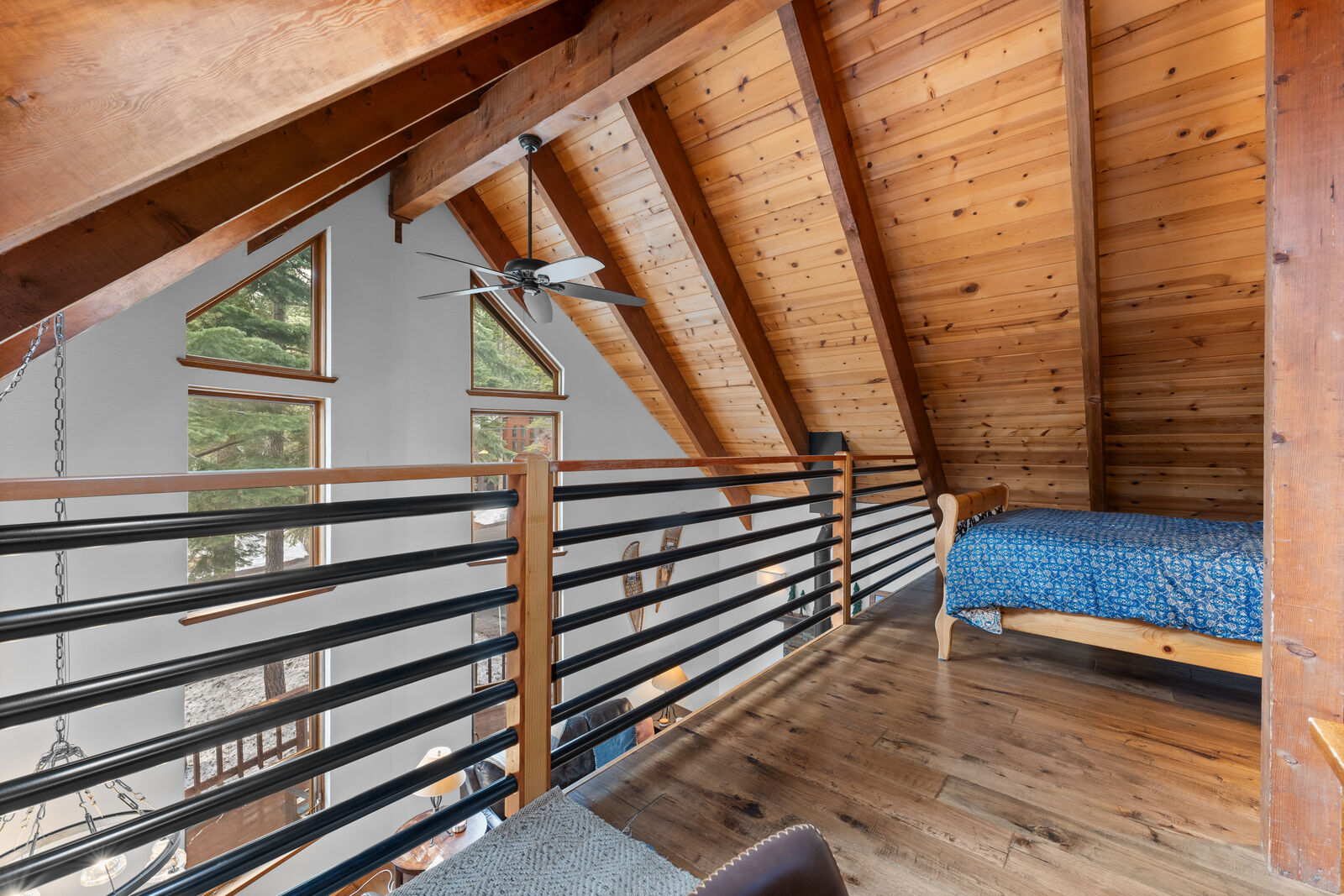 Loft railing overlooking the great room