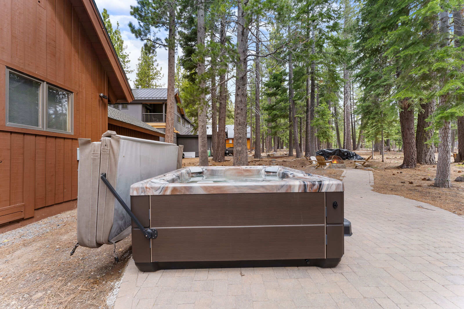 Hot tub and paver patio