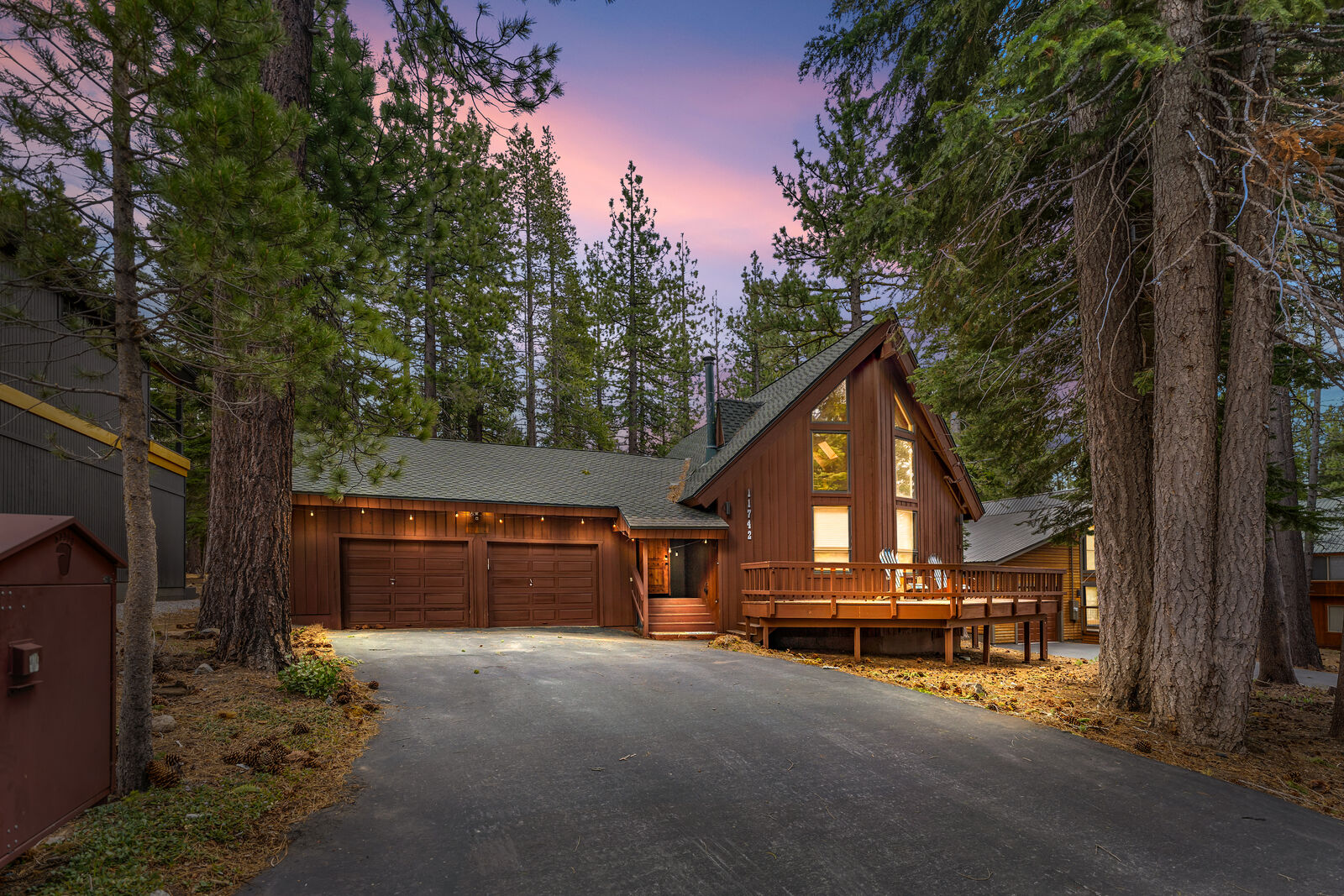 The cabin at dusk